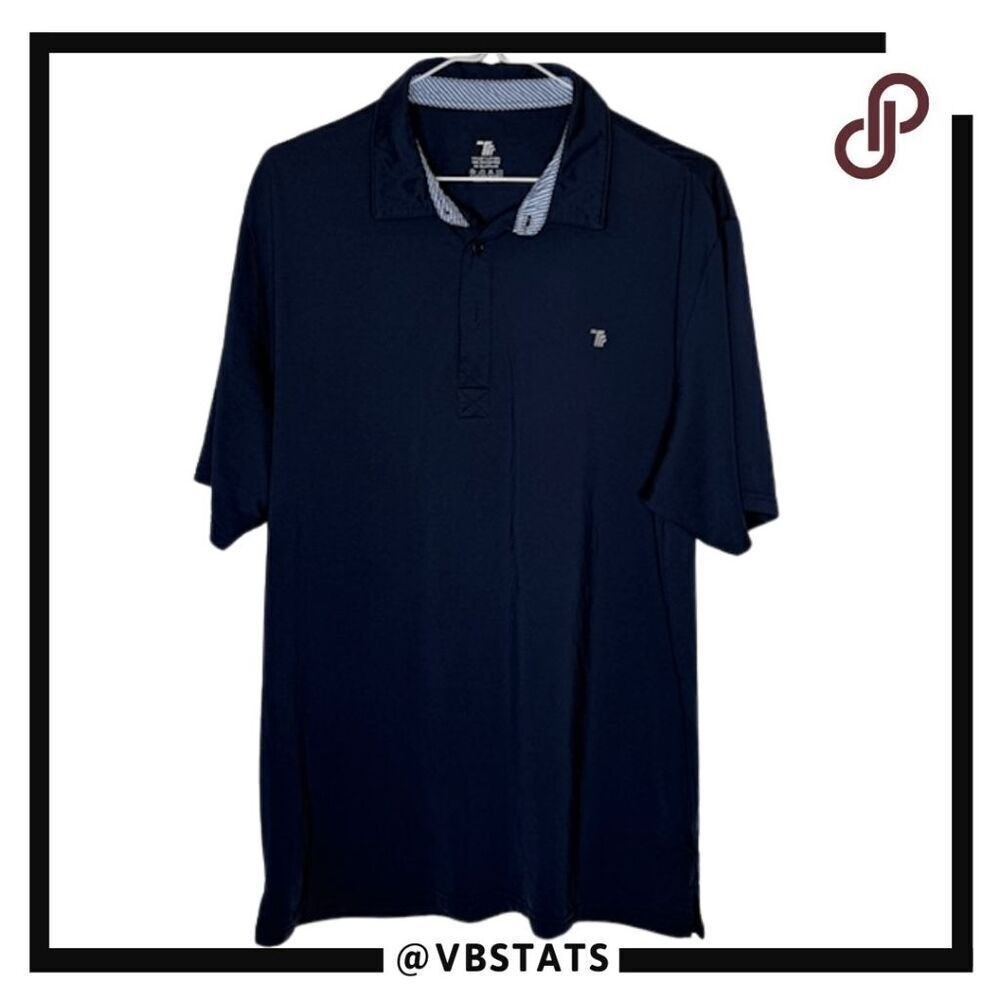 TBY Travels Together With You Men's Short Sleeve Polo Shirt Navy Blue Size Large